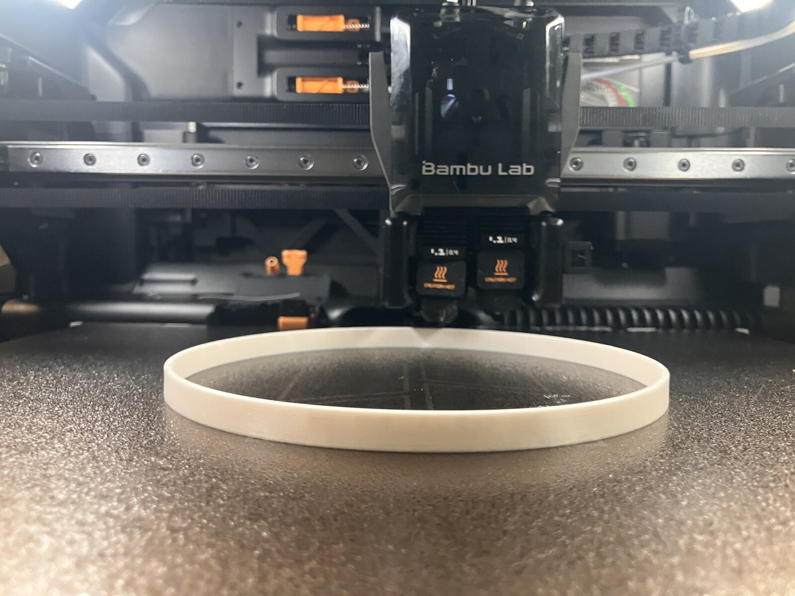 A concentrator being printed on a Bambu Lab 3D printer
